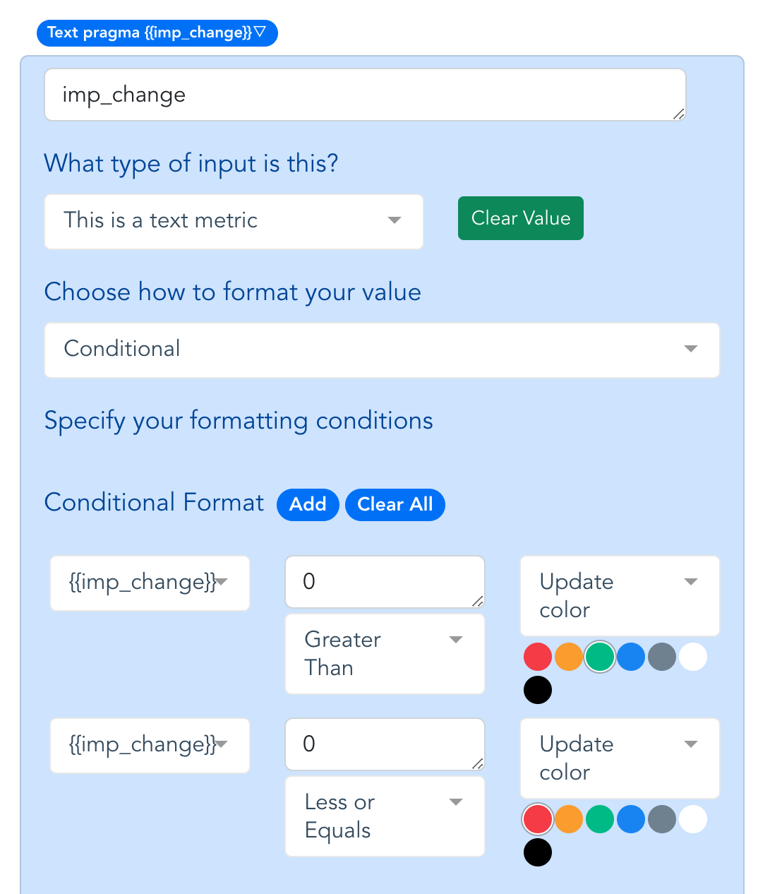 Formatting options for text